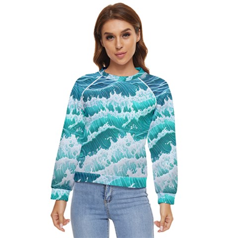 Waves On The Ocean Ii Women s Long Sleeve Raglan Tee by GardenOfOphir