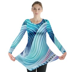 Ocean Waves Pastel Long Sleeve Tunic  by GardenOfOphir