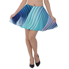 Ocean Waves Pastel Velvet Skater Skirt by GardenOfOphir