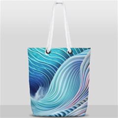 Ocean Waves Pastel Full Print Rope Handle Tote (small) by GardenOfOphir