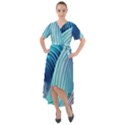 Ocean Waves Pastel Front Wrap High Low Dress View1