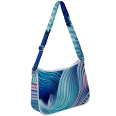 Ocean Waves Pastel Zip Up Shoulder Bag by GardenOfOphir