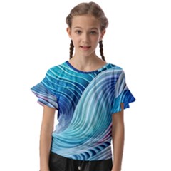 Ocean Waves Pastel Kids  Cut Out Flutter Sleeves by GardenOfOphir