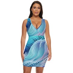 Ocean Waves Pastel Draped Bodycon Dress by GardenOfOphir