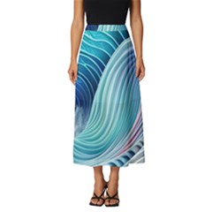 Ocean Waves Pastel Classic Midi Chiffon Skirt by GardenOfOphir