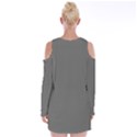 Dim Grey	 - 	Velvet Long Sleeve Shoulder Cutout Dress View2