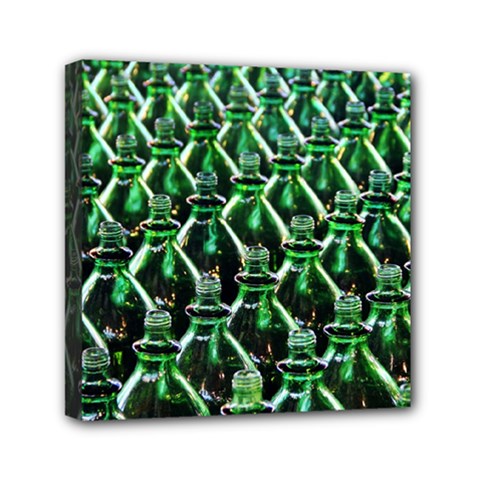 Bottles Green Drink Pattern Soda Refreshment Mini Canvas 6  X 6  (stretched) by Ravend