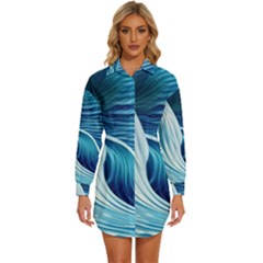 Summertime On The Sea Womens Long Sleeve Shirt Dress