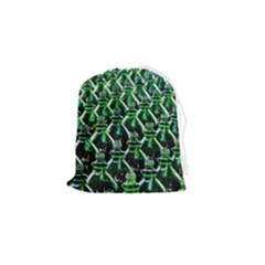 Bottles Green Drink Pattern Soda Refreshment Drawstring Pouch (small) by Ravend