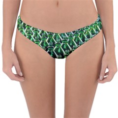 Bottles Green Drink Pattern Soda Refreshment Reversible Hipster Bikini Bottoms by Ravend