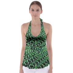 Bottles Green Drink Pattern Soda Refreshment Babydoll Tankini Top by Ravend