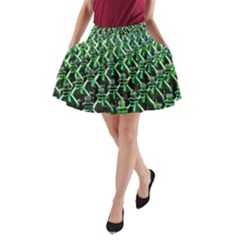 Bottles Green Drink Pattern Soda Refreshment A-line Pocket Skirt by Ravend