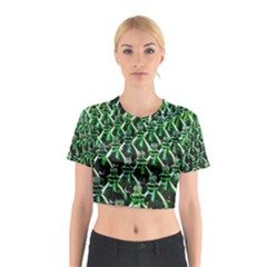 Bottles Green Drink Pattern Soda Refreshment Cotton Crop Top by Ravend