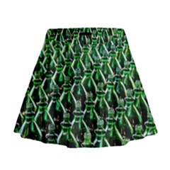 Bottles Green Drink Pattern Soda Refreshment Mini Flare Skirt by Ravend