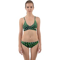 Bottles Green Drink Pattern Soda Refreshment Wrap Around Bikini Set by Ravend