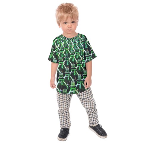 Bottles Green Drink Pattern Soda Refreshment Kids  Raglan Tee by Ravend