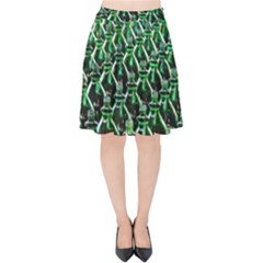 Bottles Green Drink Pattern Soda Refreshment Velvet High Waist Skirt by Ravend