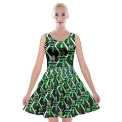 Bottles Green Drink Pattern Soda Refreshment Velvet Skater Dress by Ravend