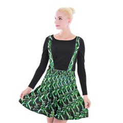 Bottles Green Drink Pattern Soda Refreshment Suspender Skater Skirt by Ravend