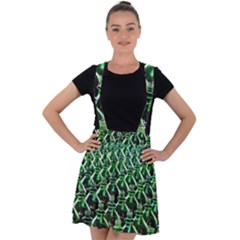 Bottles Green Drink Pattern Soda Refreshment Velvet Suspender Skater Skirt by Ravend