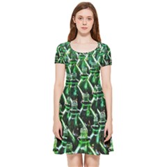 Bottles Green Drink Pattern Soda Refreshment Inside Out Cap Sleeve Dress by Ravend