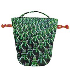 Bottles Green Drink Pattern Soda Refreshment Drawstring Bucket Bag by Ravend