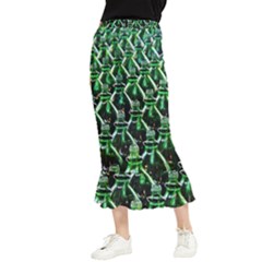 Bottles Green Drink Pattern Soda Refreshment Maxi Fishtail Chiffon Skirt by Ravend