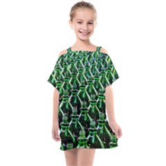 Bottles Green Drink Pattern Soda Refreshment Kids  One Piece Chiffon Dress by Ravend