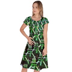 Bottles Green Drink Pattern Soda Refreshment Classic Short Sleeve Dress by Ravend