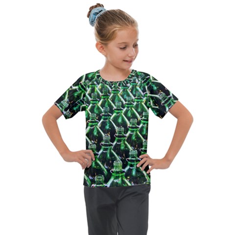 Bottles Green Drink Pattern Soda Refreshment Kids  Mesh Piece Tee by Ravend