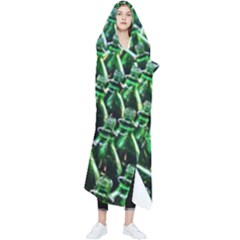 Bottles Green Drink Pattern Soda Refreshment Wearable Blanket by Ravend