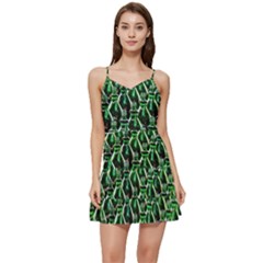 Bottles Green Drink Pattern Soda Refreshment Short Frill Dress by Ravend