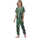 Bottles Green Drink Pattern Soda Refreshment Kids  Satin Short Sleeve Pajamas Set View1