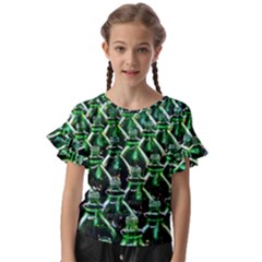 Bottles Green Drink Pattern Soda Refreshment Kids  Cut Out Flutter Sleeves by Ravend