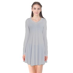 Harbor Grey	 - 	long Sleeve V-neck Flare Dress by ColorfulDresses