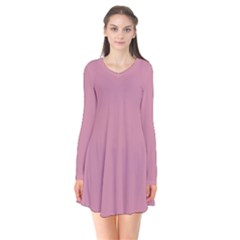 Cashmere Rose Pink	 - 	long Sleeve V-neck Flare Dress by ColorfulDresses