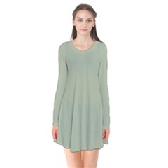 Laurel Green	 - 	long Sleeve V-neck Flare Dress by ColorfulDresses