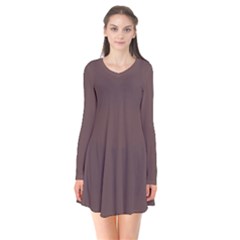 Rose Ebony Brown	 - 	long Sleeve V-neck Flare Dress by ColorfulDresses