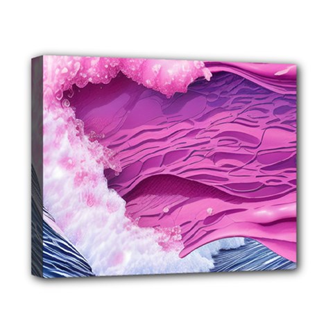 Abstract Pink Ocean Waves Canvas 10  x 8  (Stretched)