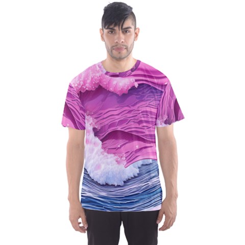 Abstract Pink Ocean Waves Men s Sport Mesh Tee by GardenOfOphir