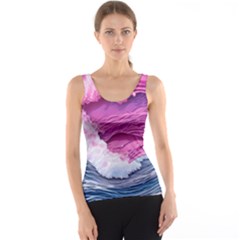 Abstract Pink Ocean Waves Tank Top