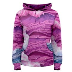 Abstract Pink Ocean Waves Women s Pullover Hoodie