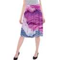 Abstract Pink Ocean Waves Midi Beach Skirt View1