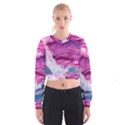 Abstract Pink Ocean Waves Cropped Sweatshirt View1