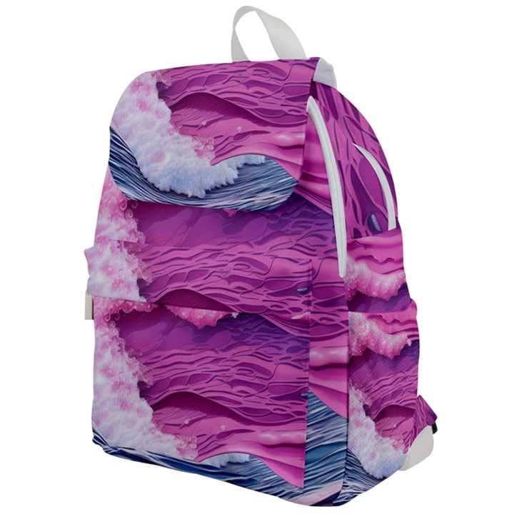 Abstract Pink Ocean Waves Top Flap Backpack