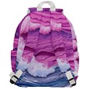 Abstract Pink Ocean Waves Top Flap Backpack View3