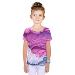 Abstract Pink Ocean Waves Kids  One Piece Tee