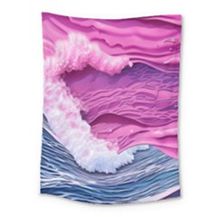 Abstract Pink Ocean Waves Medium Tapestry