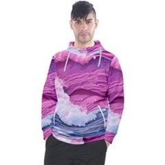 Abstract Pink Ocean Waves Men s Pullover Hoodie by GardenOfOphir