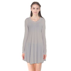 Thunder Grey	 - 	long Sleeve V-neck Flare Dress by ColorfulDresses